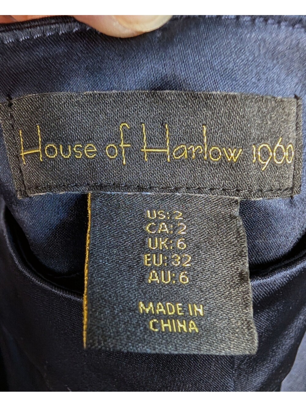 Quiet Luxury Satin Wide-Leg Trousers — House of Harlow 1960, Navy, Sz 2 - Picture 4 of 6